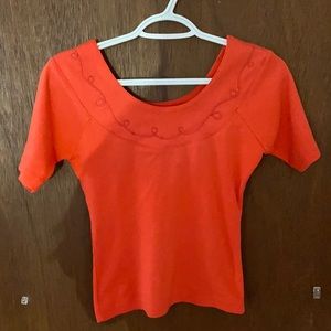 Coral Scoop Neck Blouse